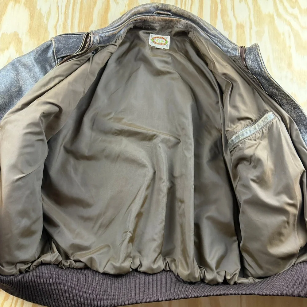 Vintage 80s Banana Republic Safari Leather Bomber Jacket Brown USA Men's Sz 40